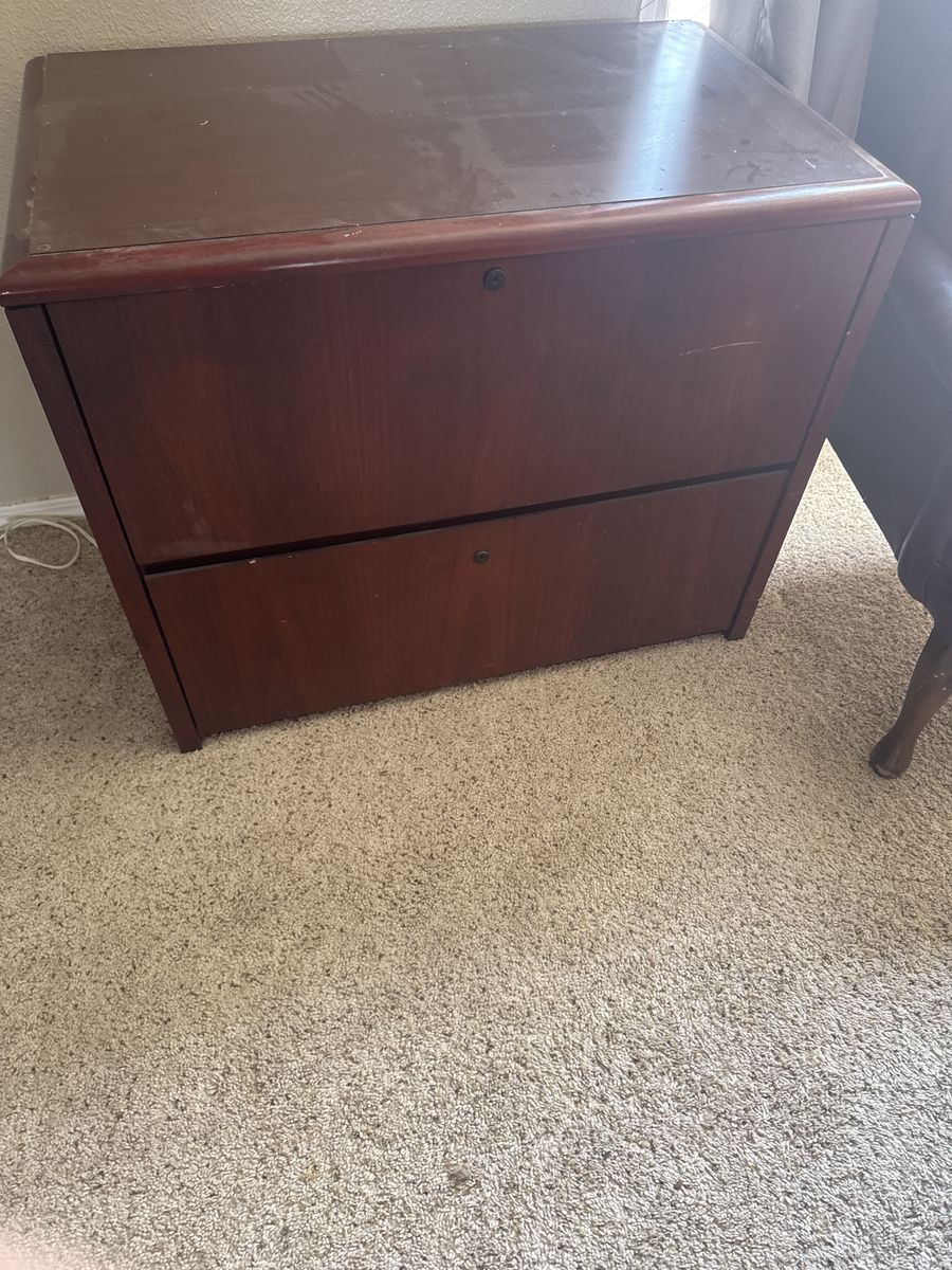 Wooden Filing Cabinet Two Drawes