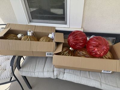 8 Christmas ornaments.