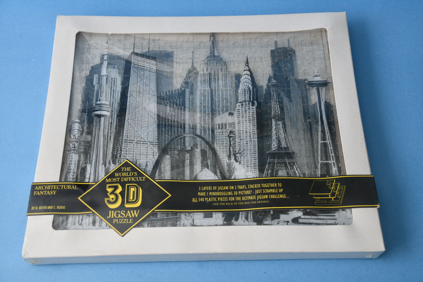 NEW, SEALED "THE WORLDS MOST DIFFICULT 3D JIGSAW PUZZLE ~ 3 LAYERS ~ ARCHITECTURAL FANTASY