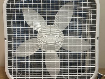 NIB Lasko Air Circulating Box Fan, 3 Quiet Speeds, Top-Mounted Controls, Easy-Carry Handle, White