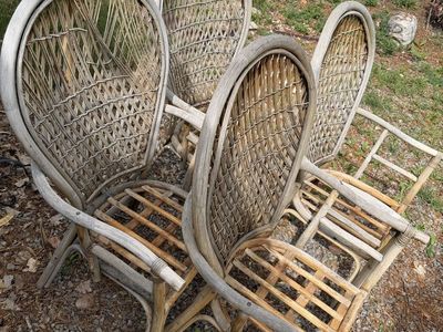 (4) Outdoor Ratan Bamboo Peacock Patio Chairs
