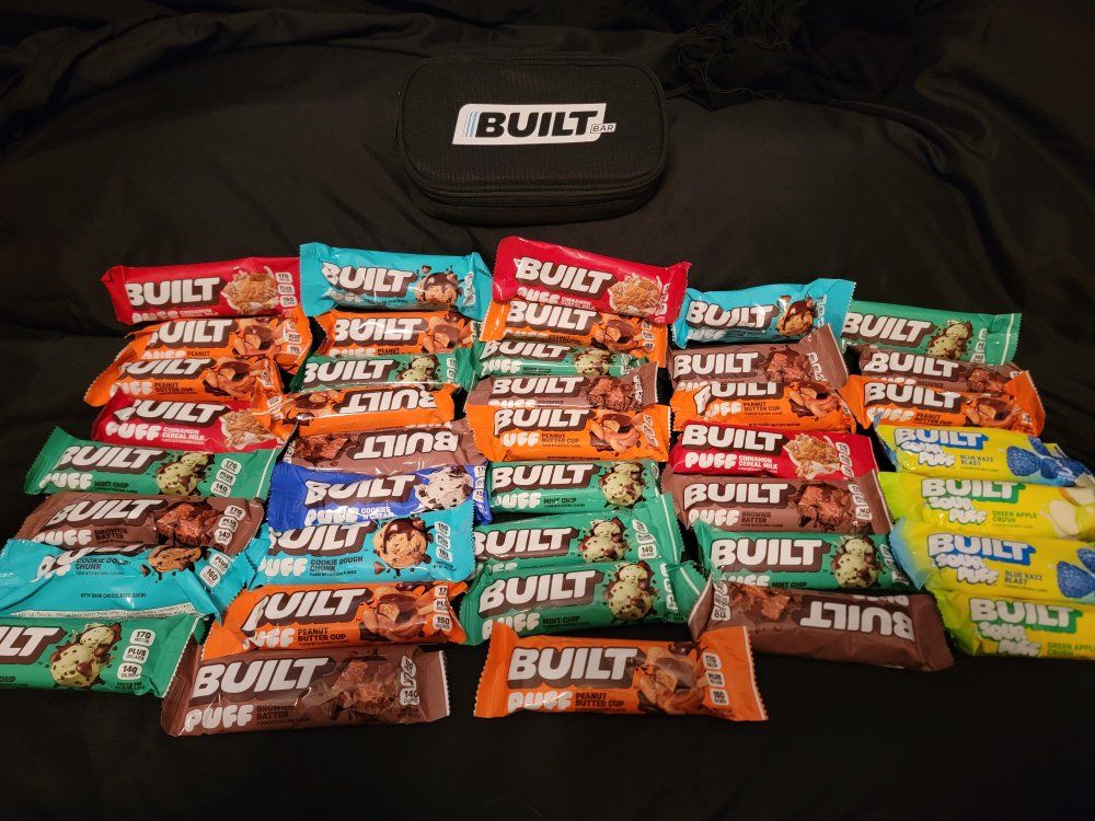 Built Bar Protein Bars Variety Lot with Zipper Carrying Case
