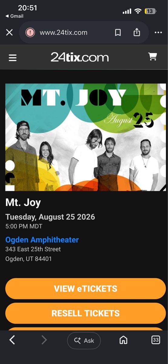 Mt. Joy Tickets - Ogden Amphitheater - August 25