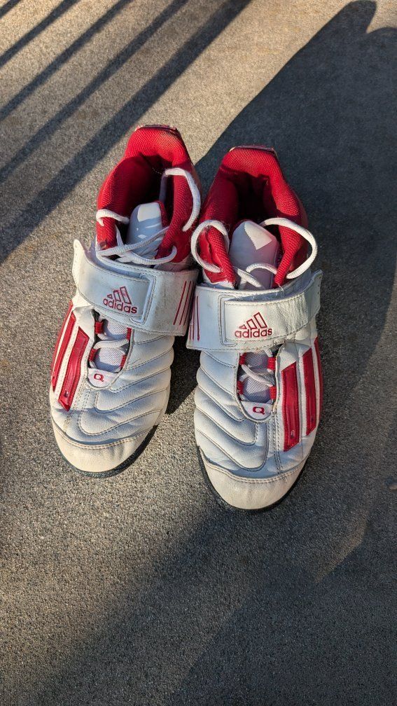 Adidas Quick Slant Cleats US Men's 9.5 White/Red with Strap Closure