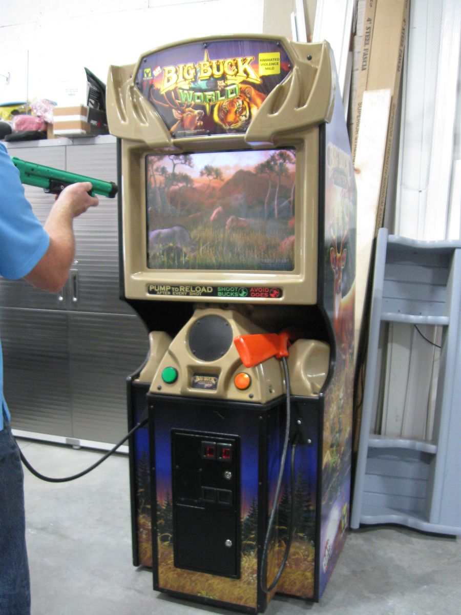2UP Standup Video Arcade Big Buck World Hunting Game, Full Size Coin Operated