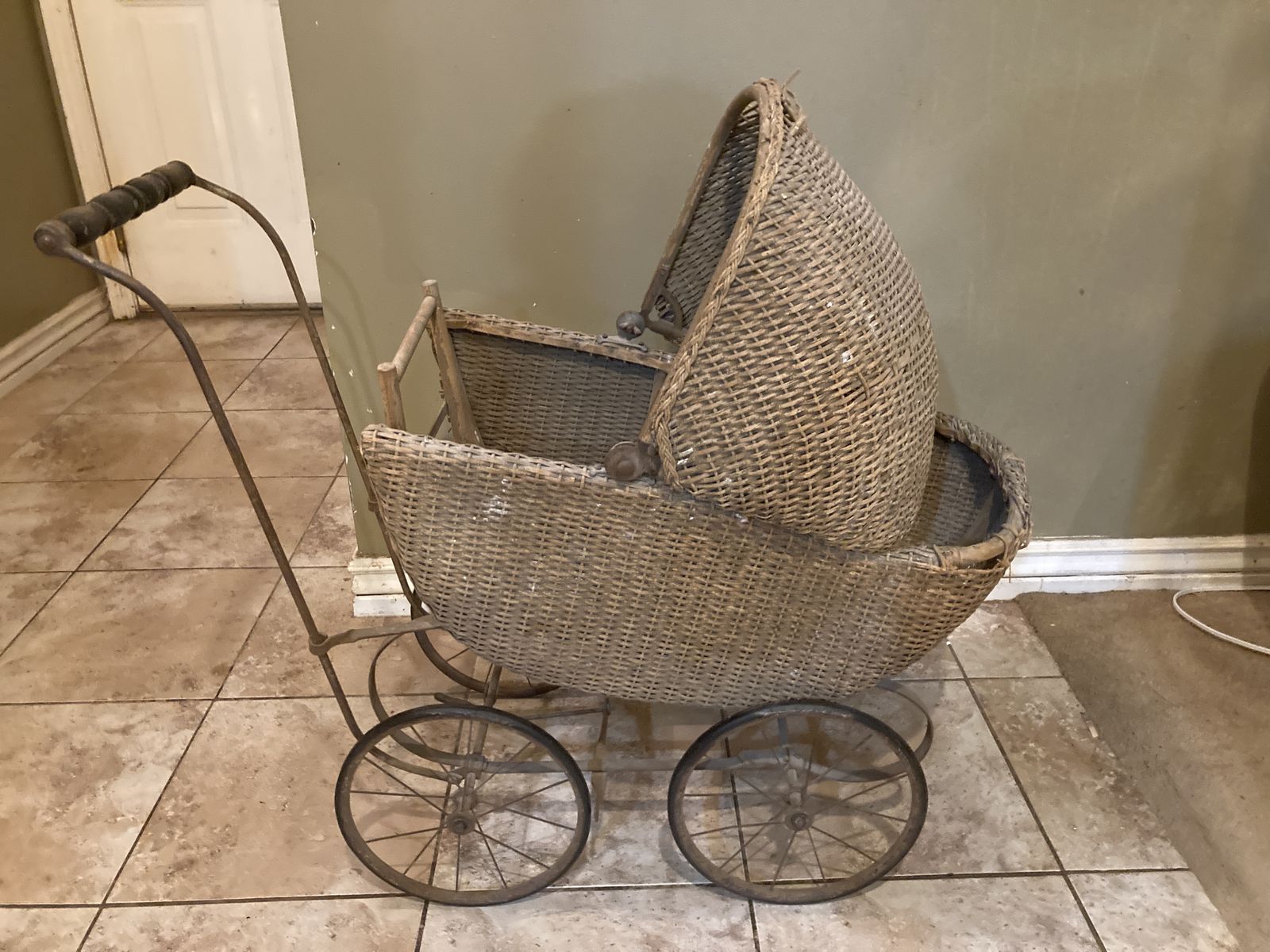 Antique Victorian era Wicker Baby Carriage