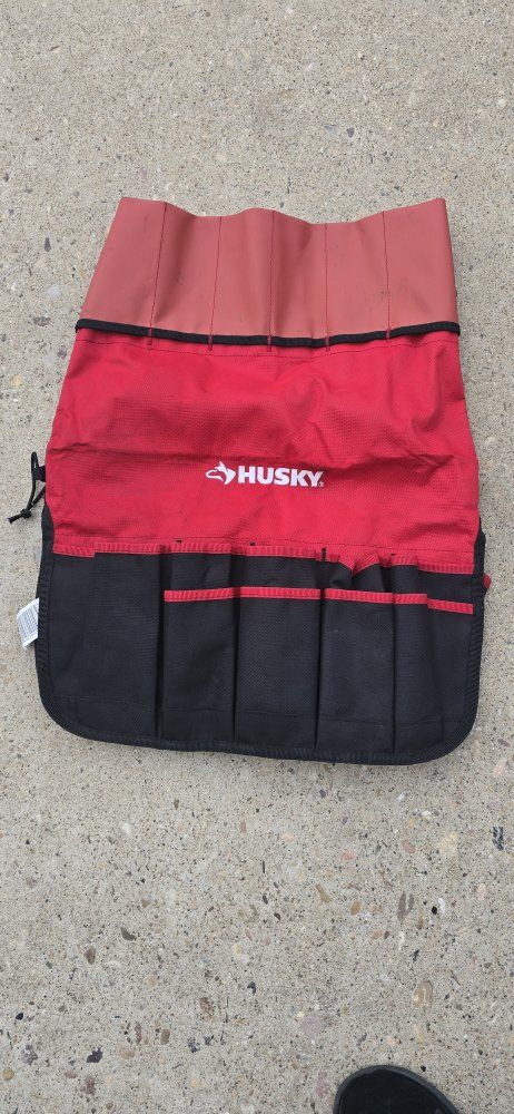 Husky Red & Black Tool Bucket Pouch Organizer with Multiple Pockets