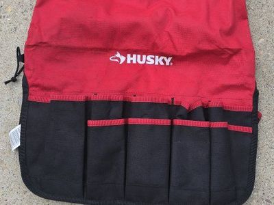 Husky Red & Black Tool Bucket Pouch Organizer with Multiple Pockets