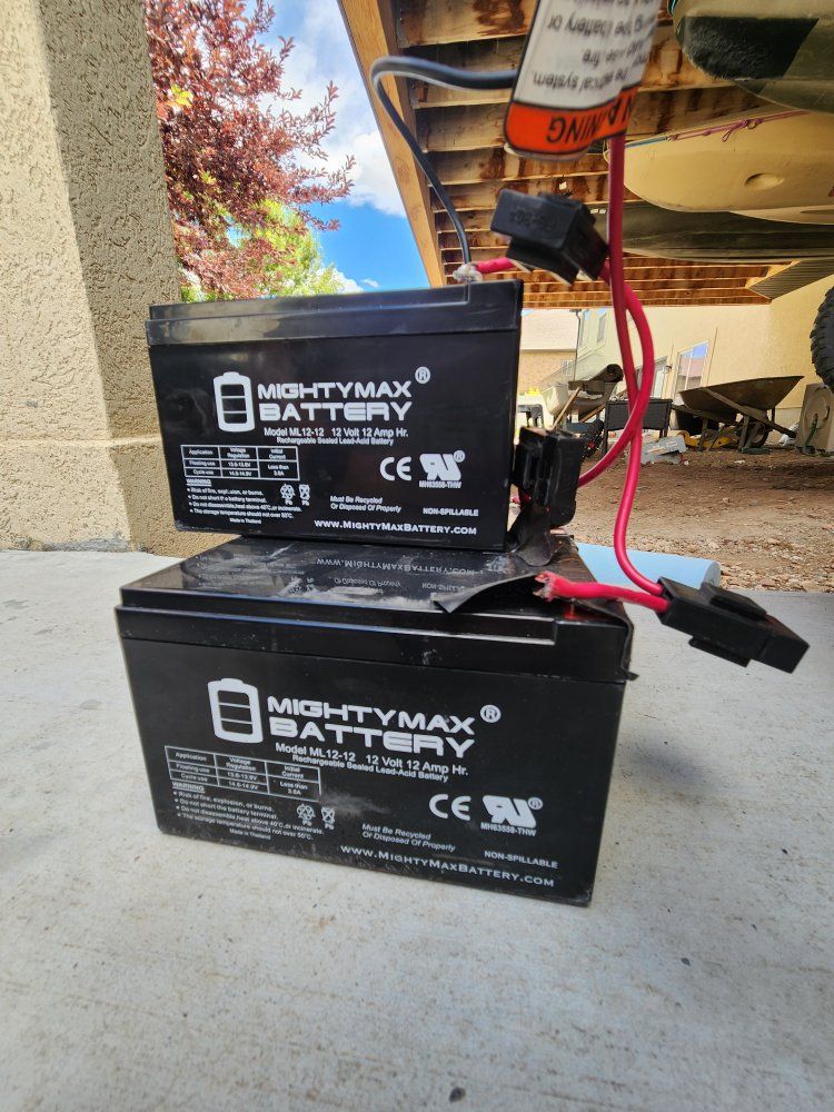 Mighty Max ML12-12 12V 12Ah Rechargeable Sealed Lead-Acid Battery - Pair (3x) with Wiring