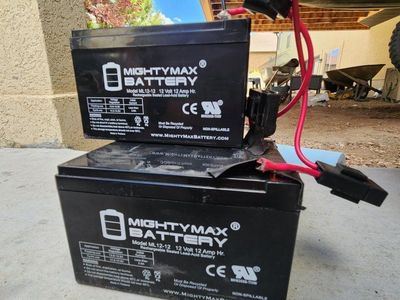 Mighty Max ML12-12 12V 12Ah Rechargeable Sealed Lead-Acid Battery - Pair (3x) with Wiring