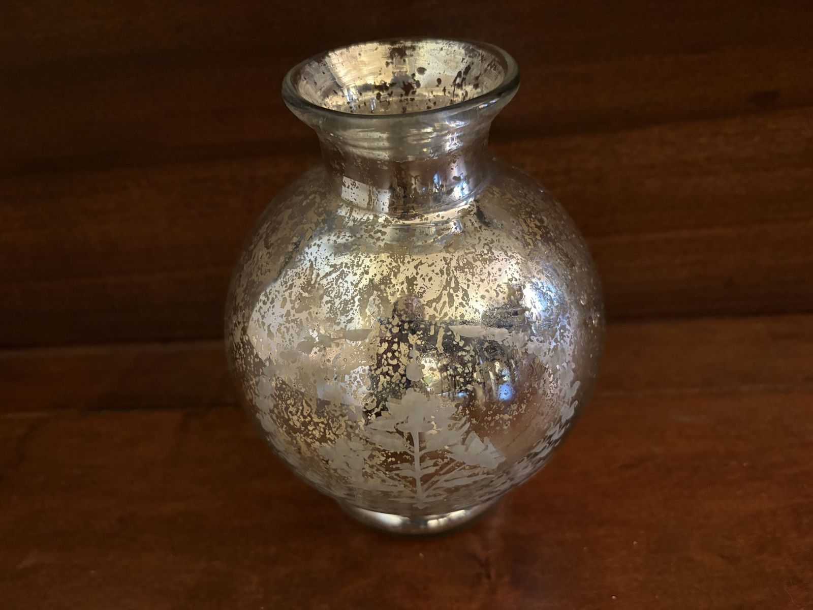 Pottery Barn Mercury Glass Vase w/ Etching
