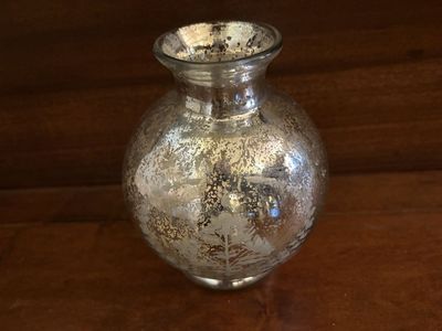 Pottery Barn Mercury Glass Vase w/ Etching