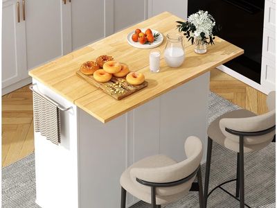 Versatile Kitchen Island Cart with Drop Leaf, Storage, and Wheels - Perfect for Small Spaces