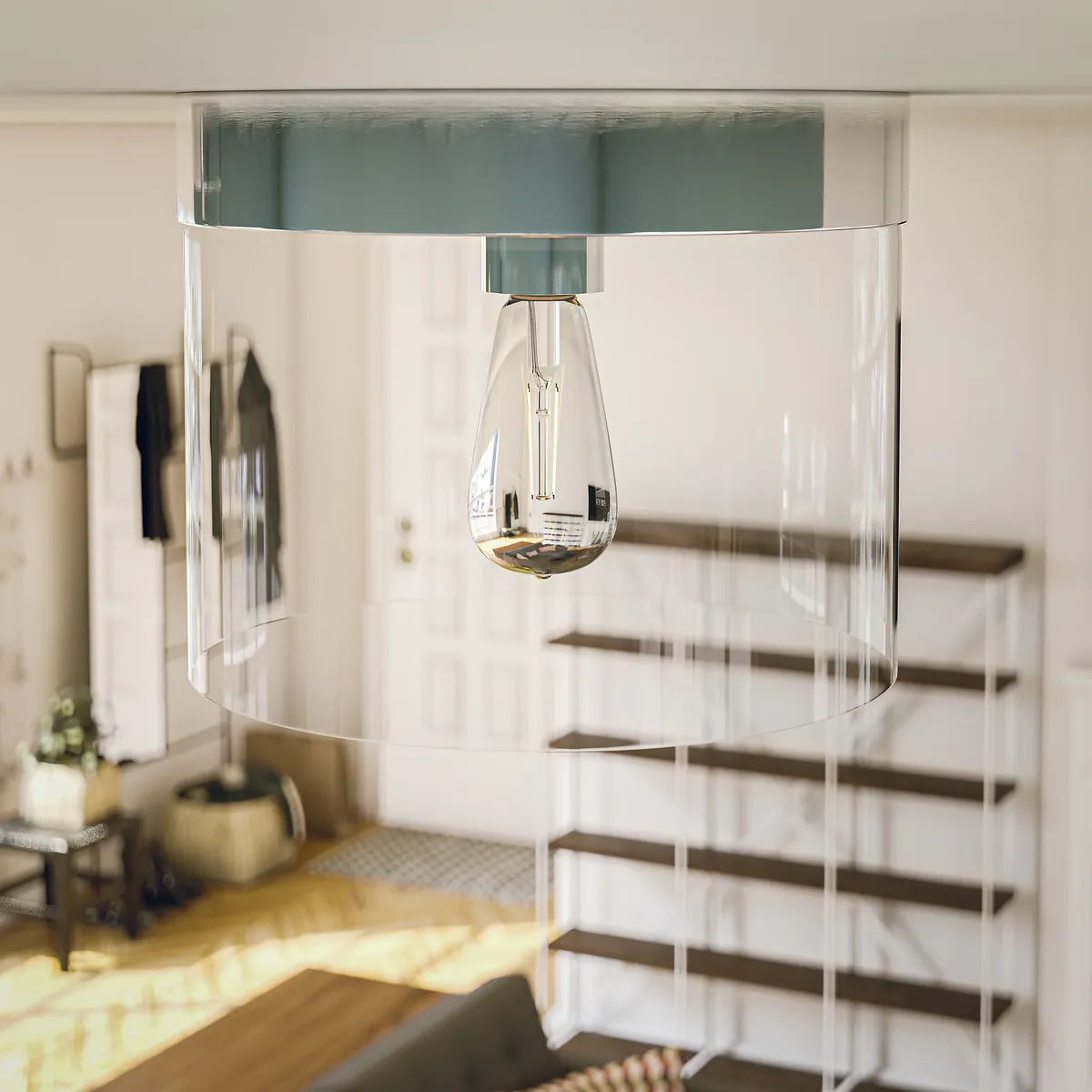 Kenroy Home Capri 1-Light Flush Mount Lamp, Clear/Silver. New In Box. Retails $90