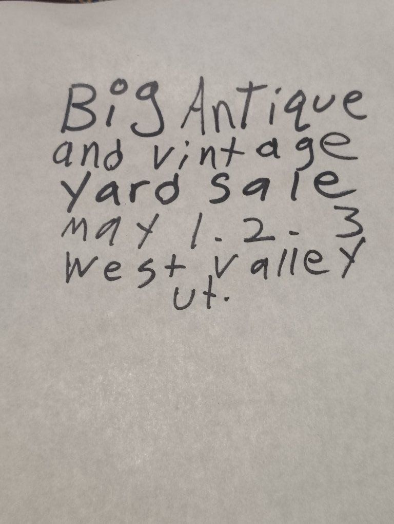 large vintage antique yard sale West valley