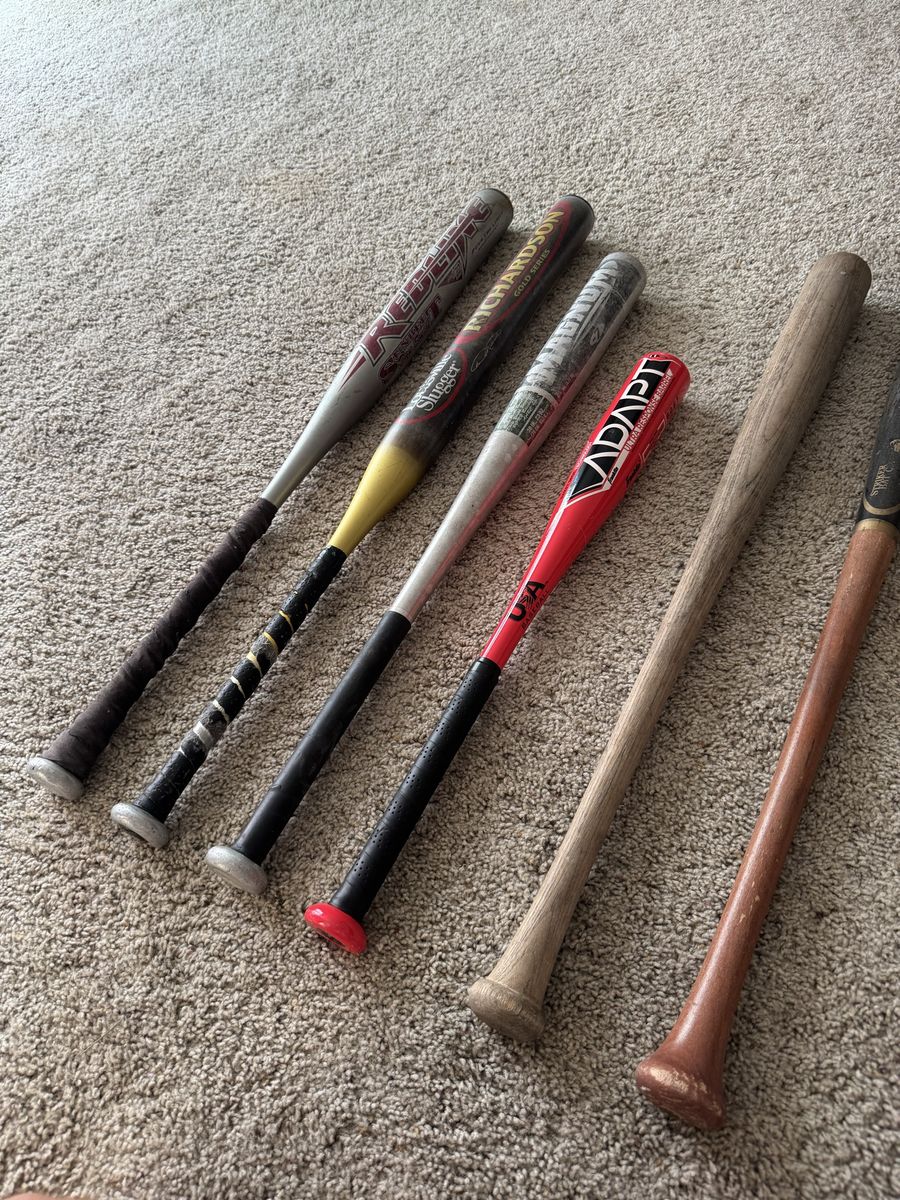 Assorted Baseball & Softball Bats Lot - Easton Redline, Louisville Slugger & Wood Bats