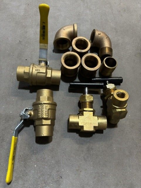 Assorted Brass Plumbing Fittings and Ball Valves Lot