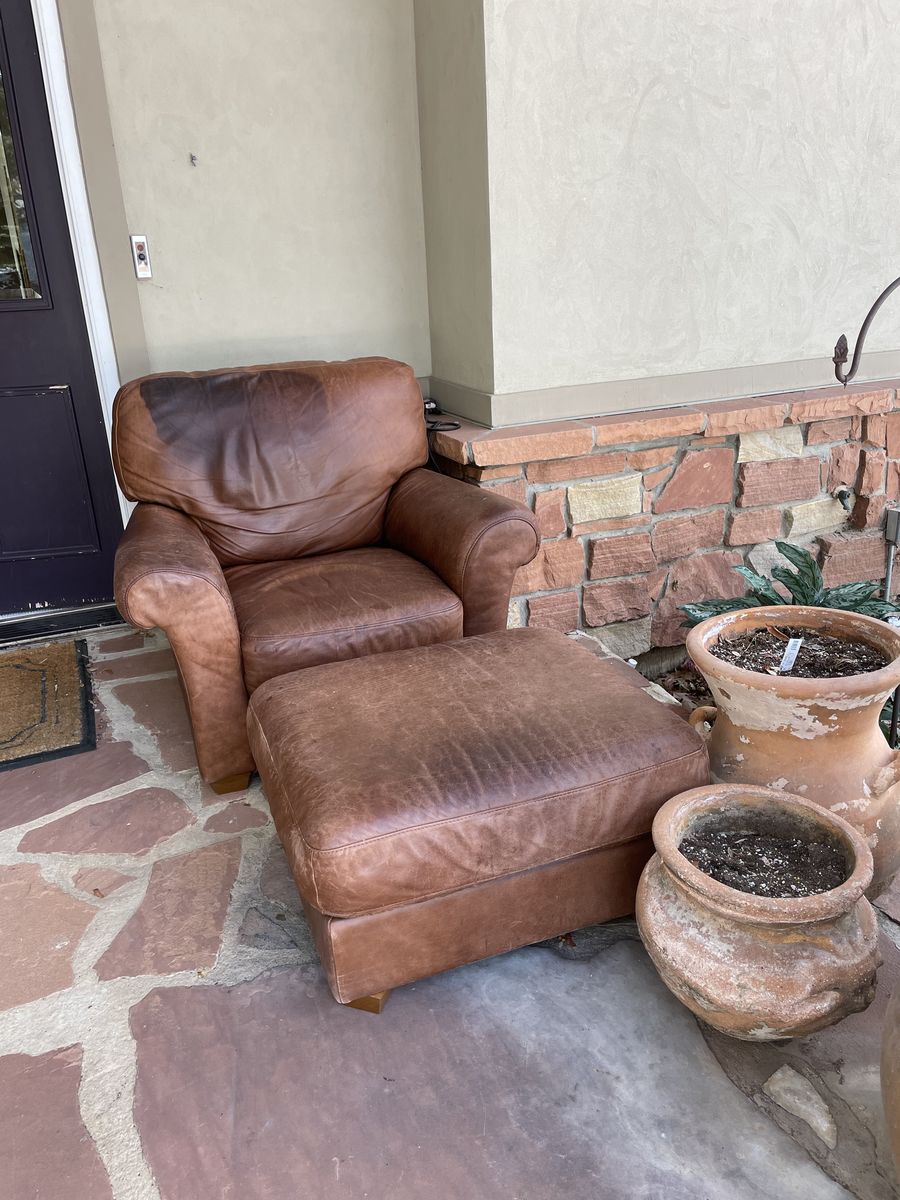 Leather Chair and Ottoman