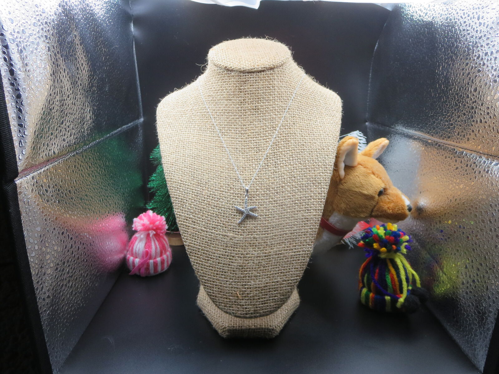 Sterling Silver Cz Starfish Pendant With 18" 925 necklace