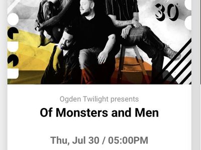 4 Of Monsters and Men Concert Tickets - Ogden Twilight, Ogden Amphitheater, July 30th