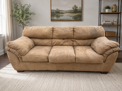Tan Microfiber Couch & Recliner Set – Comfortable & Clean
