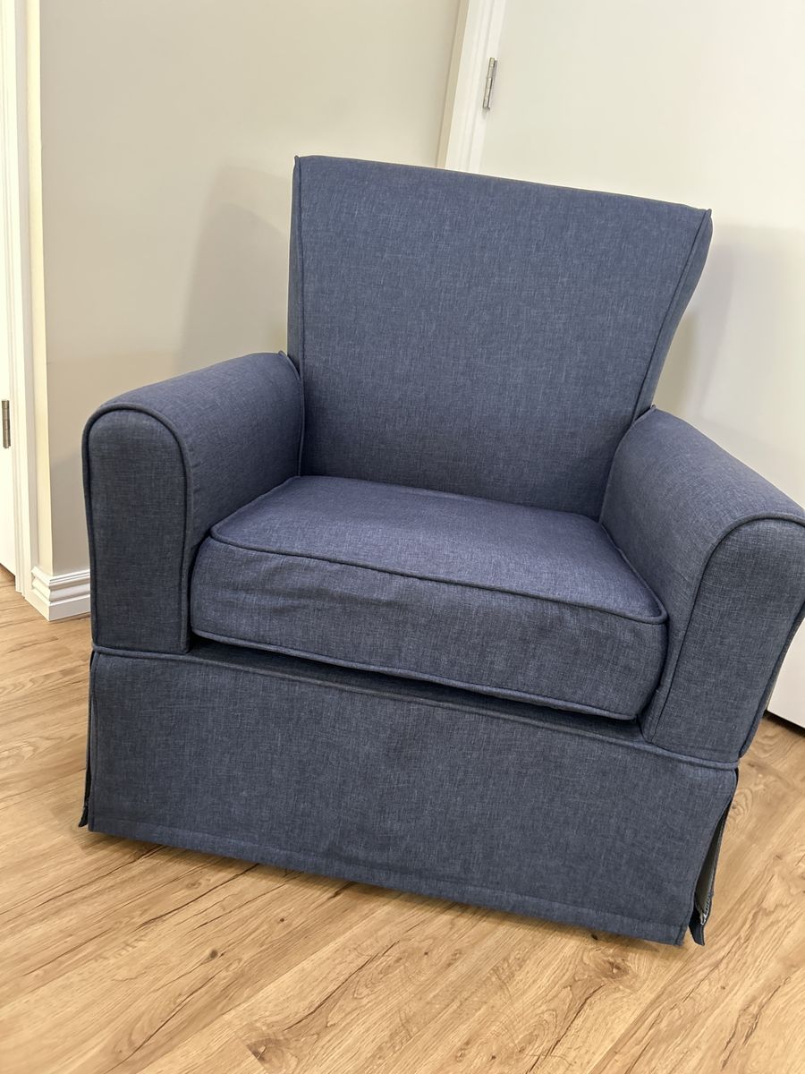 Navy Blue Upholstered Armchair - Excellent Condition, Comfortable Seating