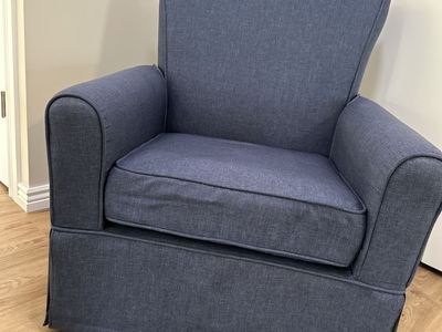 Navy Blue Upholstered Armchair - Excellent Condition, Comfortable Seating