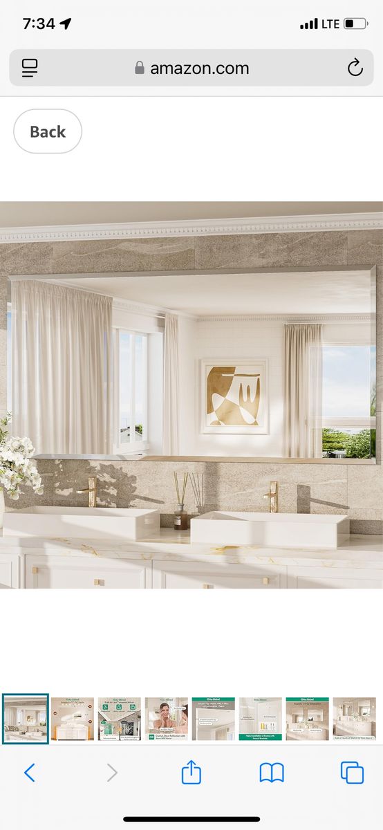 72x36 Bathroom Mirror Frameless, beandnnew