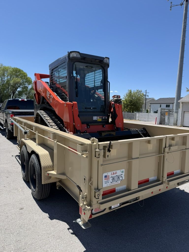 Large Track Skid CTL and Dump Trailer Combo. SVL75-3 In Dump Trailer
