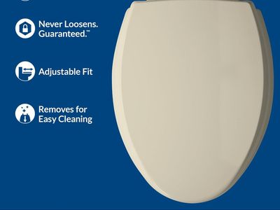 Mayfair Cassel Slow Close Toilet Seat, Easy Clean, Non Slip Premium Wood Seat, Easy Install, Made in USA, Elongated, Bone