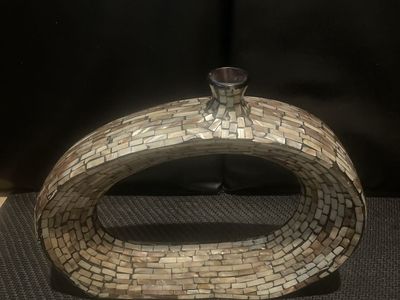 Decorative Mother of Pearl Tile Mosaic Donut Vase Accent Piece