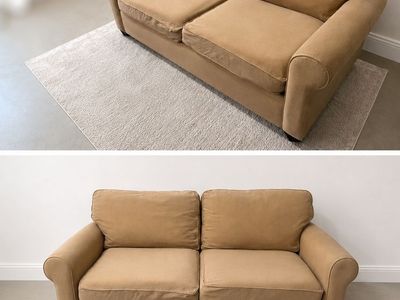Beige Loveseat Couch – Clean & Comfortable
