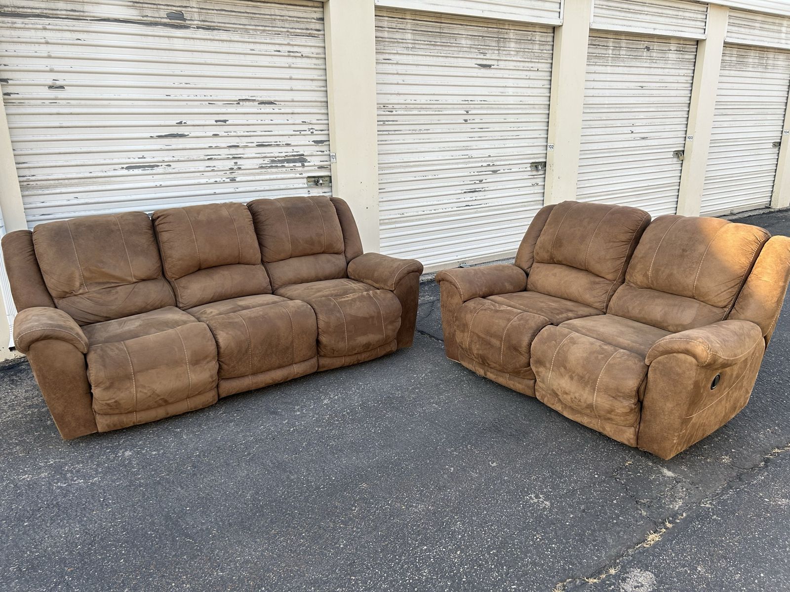 Ashley Furniture Nairobi Brown Reclining Sofa & Loveseat Set
