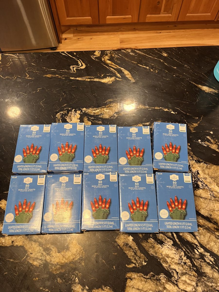 10 Boxes of 50 Red LED Mini Christmas Lights NEW
