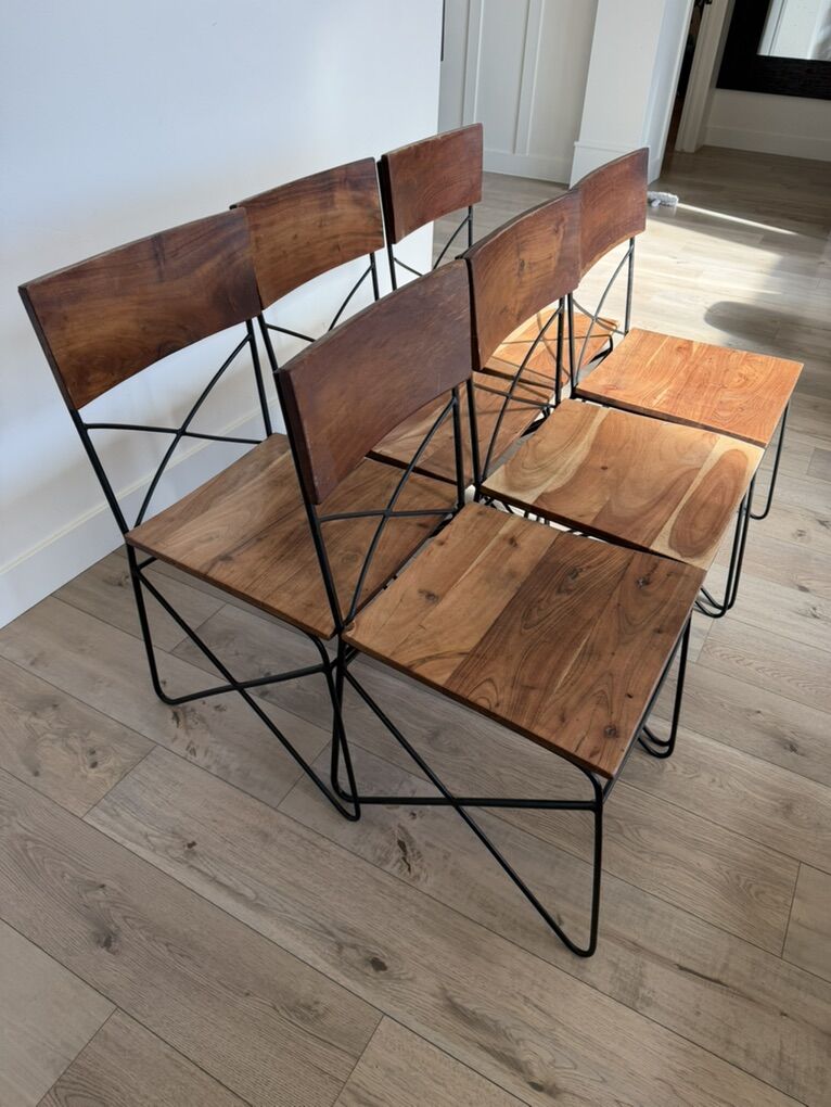 Acacia Wood / Iron [industrial modern] chairs : 6