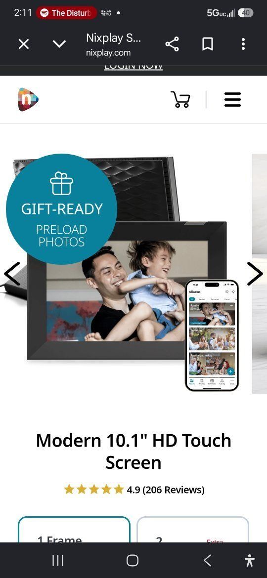 Smart Photo Frame, Nixplay 10.1 Inch  HD Touch Screen Black Wi-Fi Digital Frame