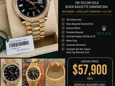 2022 Rolex Day-Date 40 228238 – 18K Yellow Gold – Black Baguette Diamond Dial
