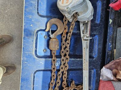 Vintage 1.5 Ton Chain Hoist / Come-Along Pulley System - Heavy Duty Lifting Equipment