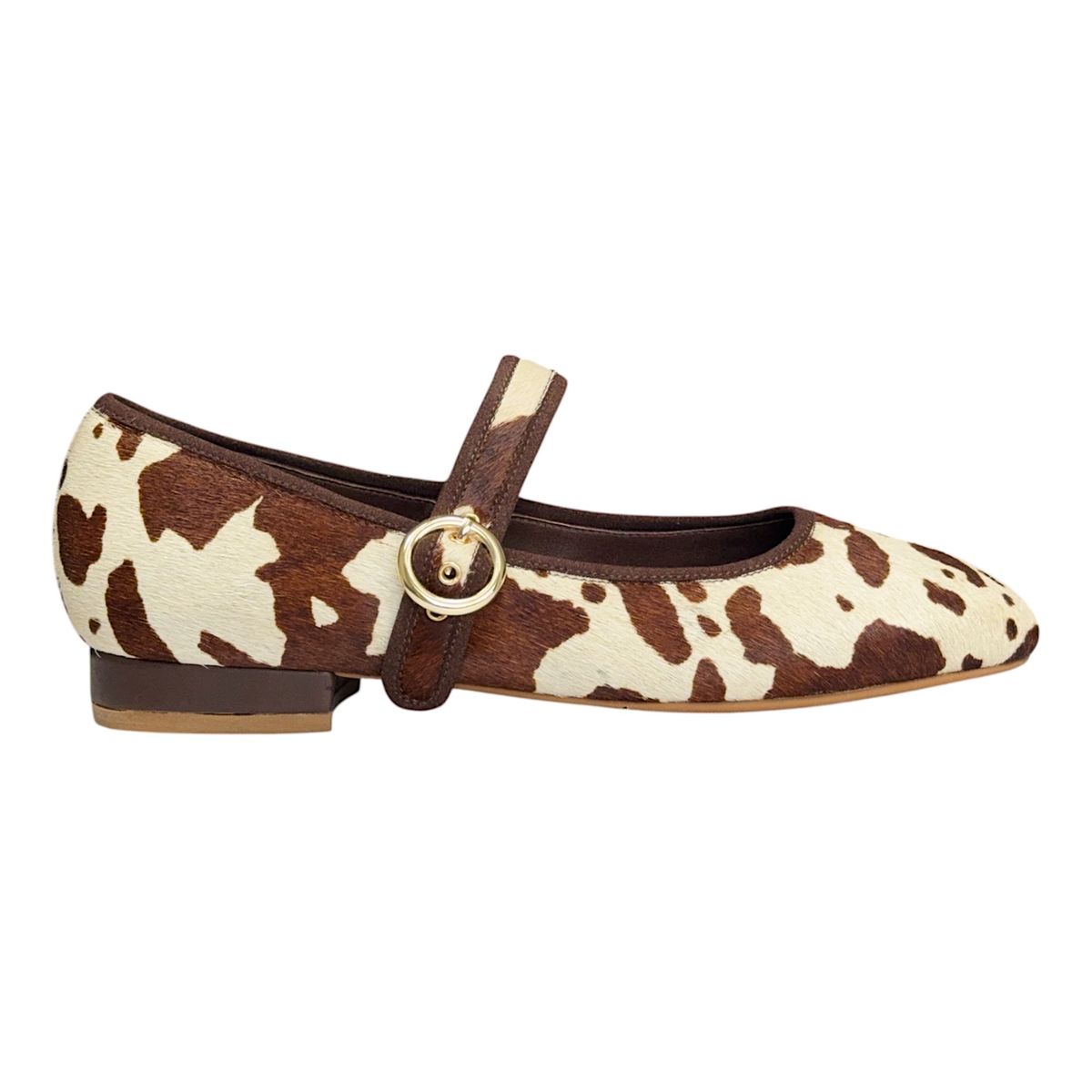 Cow Print Mary Jane Flats - Brow Hair