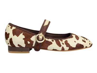 Cow Print Mary Jane Flats - Brow Hair