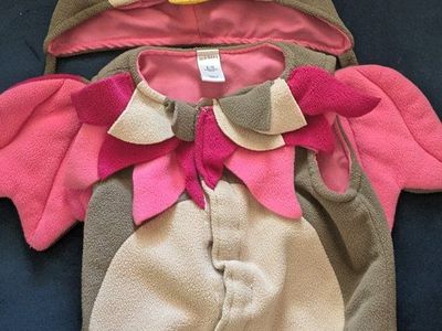 Old Navy Baby Girl's brown/Pink Owl Costume Size 6-12Months Fleece Hooded Romper