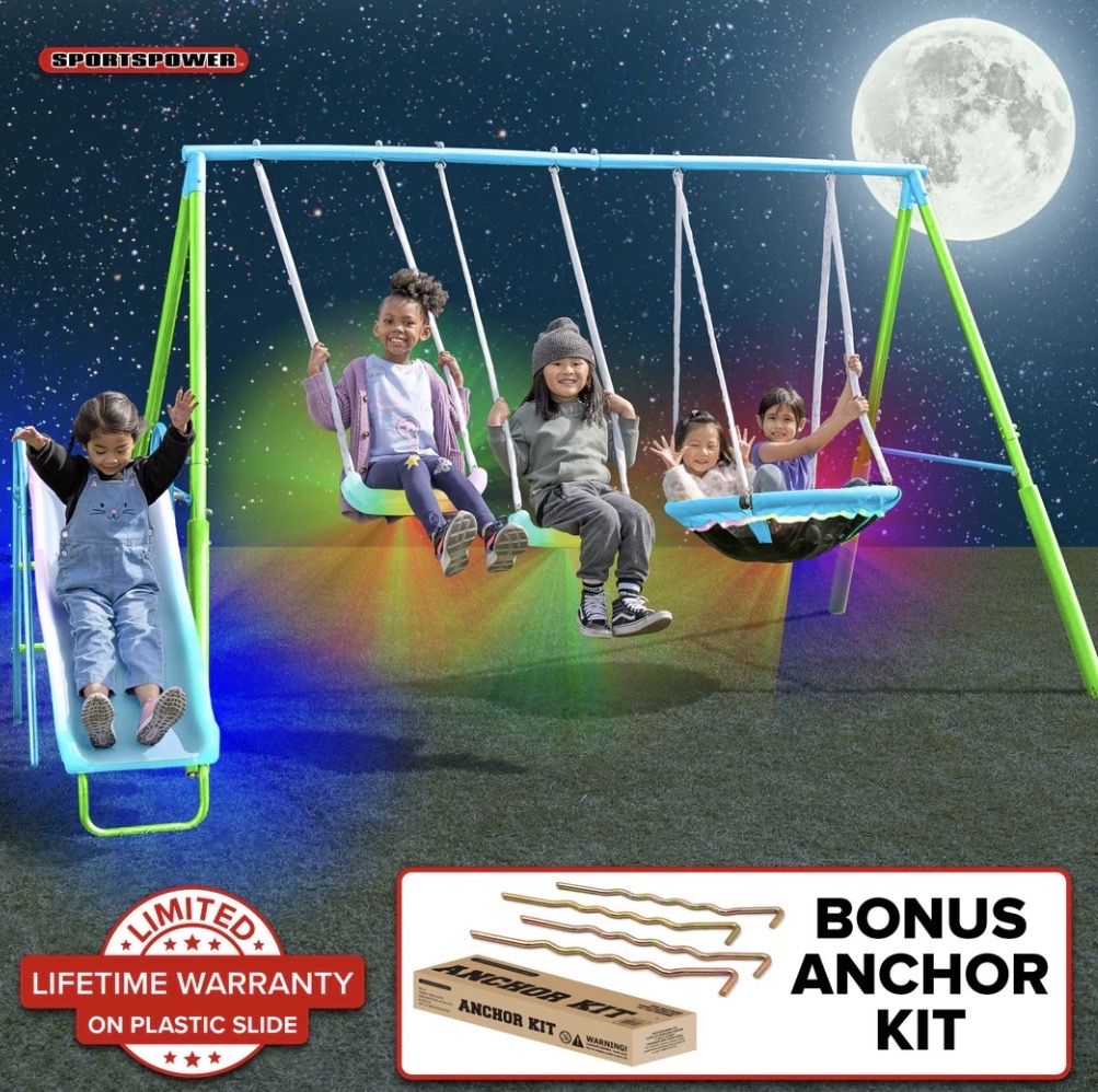 New SPORTSPOWER Supernova Metal Swing Set LED