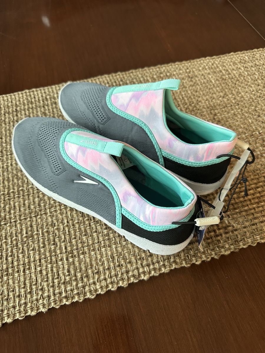 New Speedo Women's Aqua Skimmer Water Shoes, Gray/Tie-Dye, Size L (9-10)