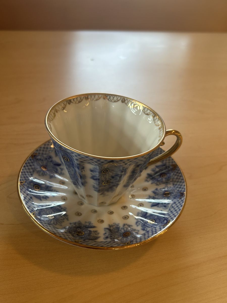 USSR Imperial "Little Basket" Porcelain Teacup & Saucer