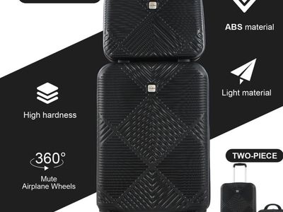 New still in box Ornate 2-Piece Hardside Carry-On Luggage Set Black 20 Inch & 14 Inch