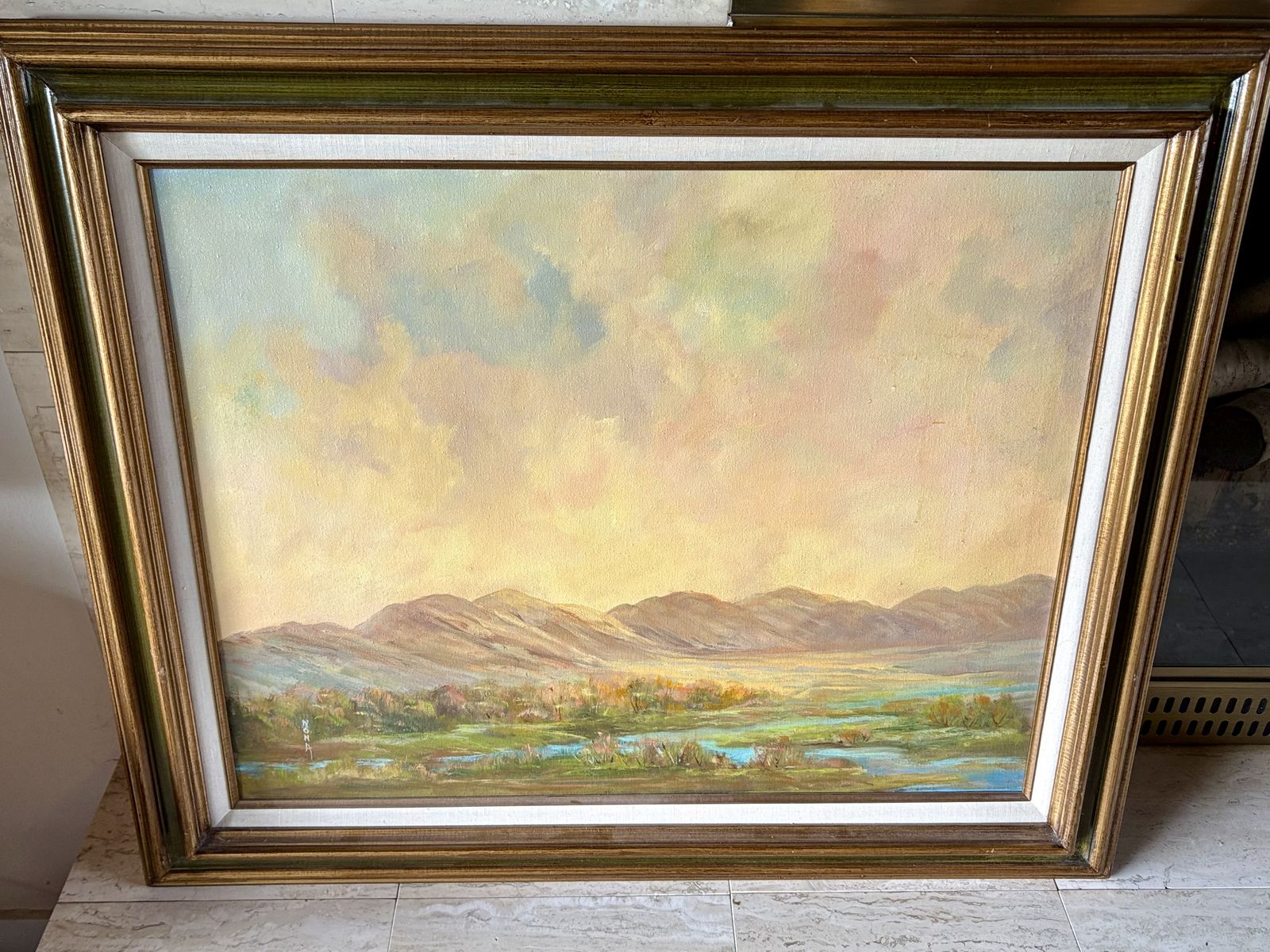 Incredibly beautiful oil on canvas landscape by Nona.  Framed and signed. Fine Art