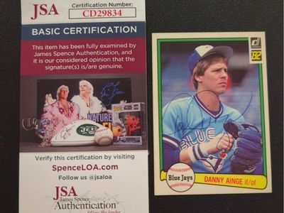 BYU Cougars 1982 Donruss Danny Ainge Auto Hand Signed Autographed Blue Jays Card JSA Certified Baseball Card w/COA card