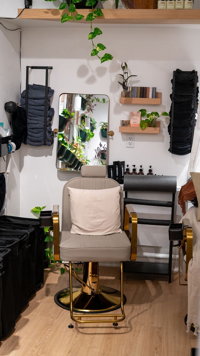 High end Reclining Salon Chairs, Gold and Grey