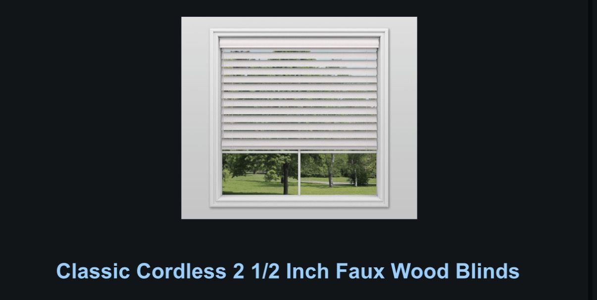 NEW Veneta Classic Cordless 2 1/2 Inch Faux Wood Blinds 58”W x 60”L