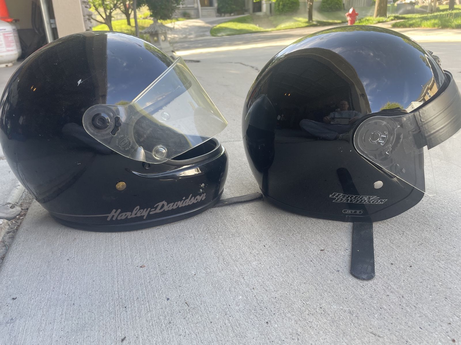 2 Harley Davidson Helmets